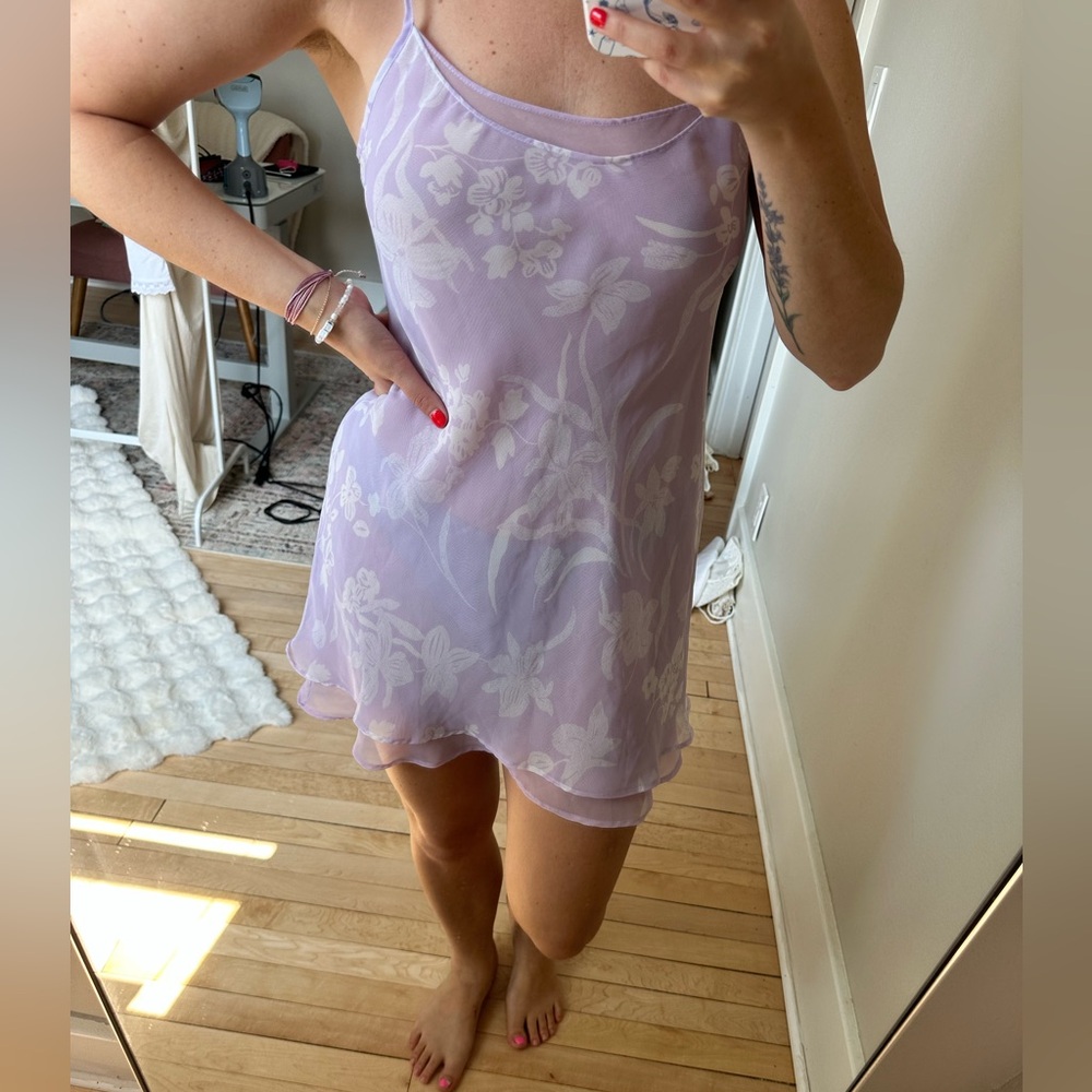 Vintage Gillian & O’Malley purple floral Slip Dress- Size Small